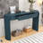 Elegant Oval Entryway Table with Wood Grain Finish and Storage-172397591