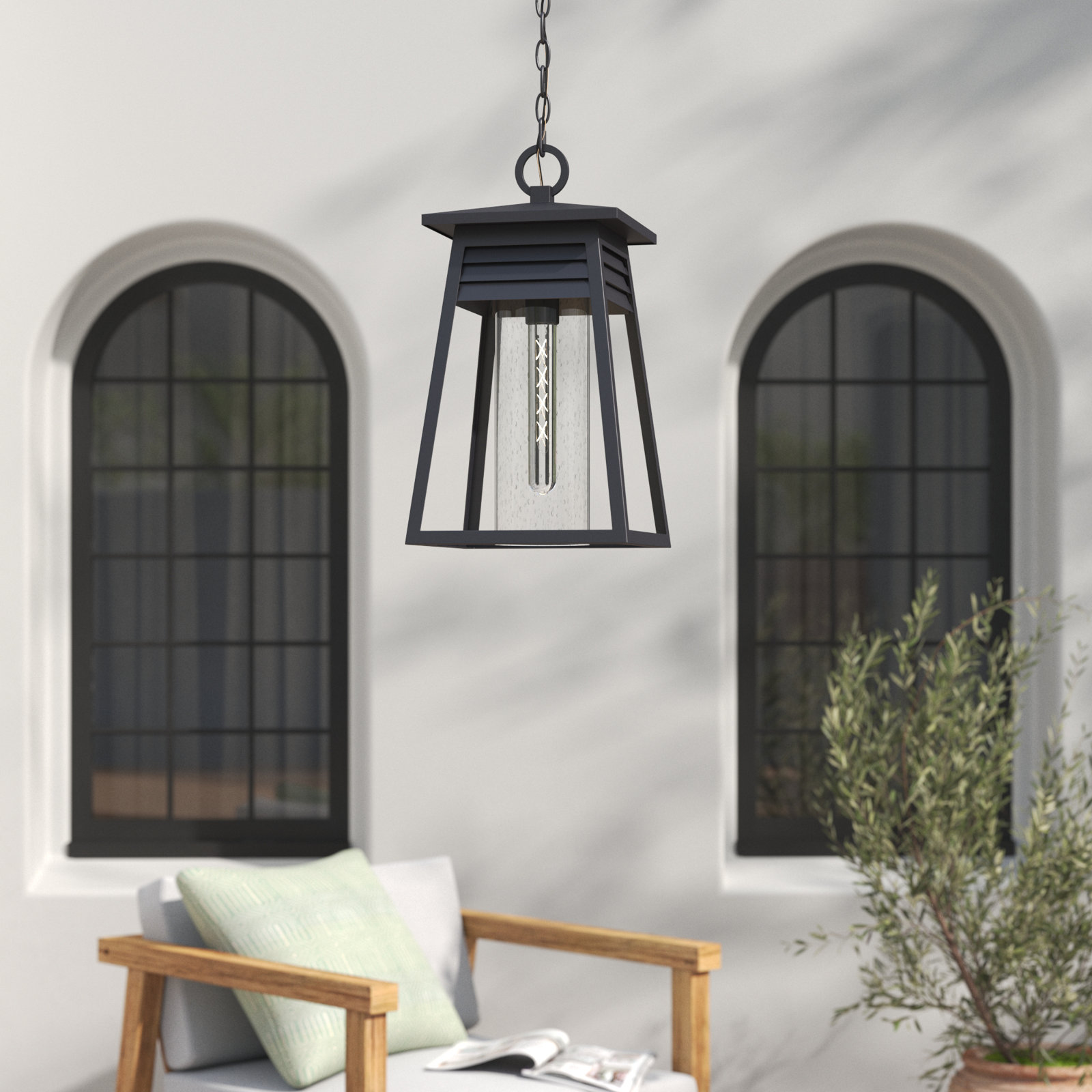 Becca Seeded Outdoor Metal Hanging Lantern