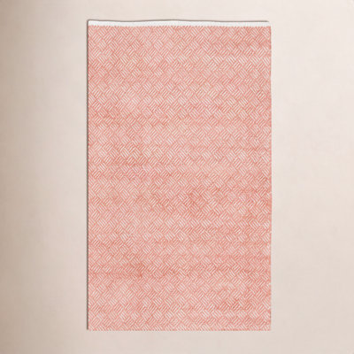 Evansdale Orange Hand-Woven Geometric Cotton Rug