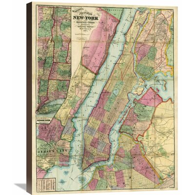 Map of New York and Adjacent Cities, 1874 Graphic Art Print on Wrapped Canvas -  Global Gallery, GCS-295406-30-144