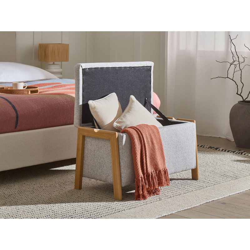 EDLAND Upholstered Storage Bench, Grey