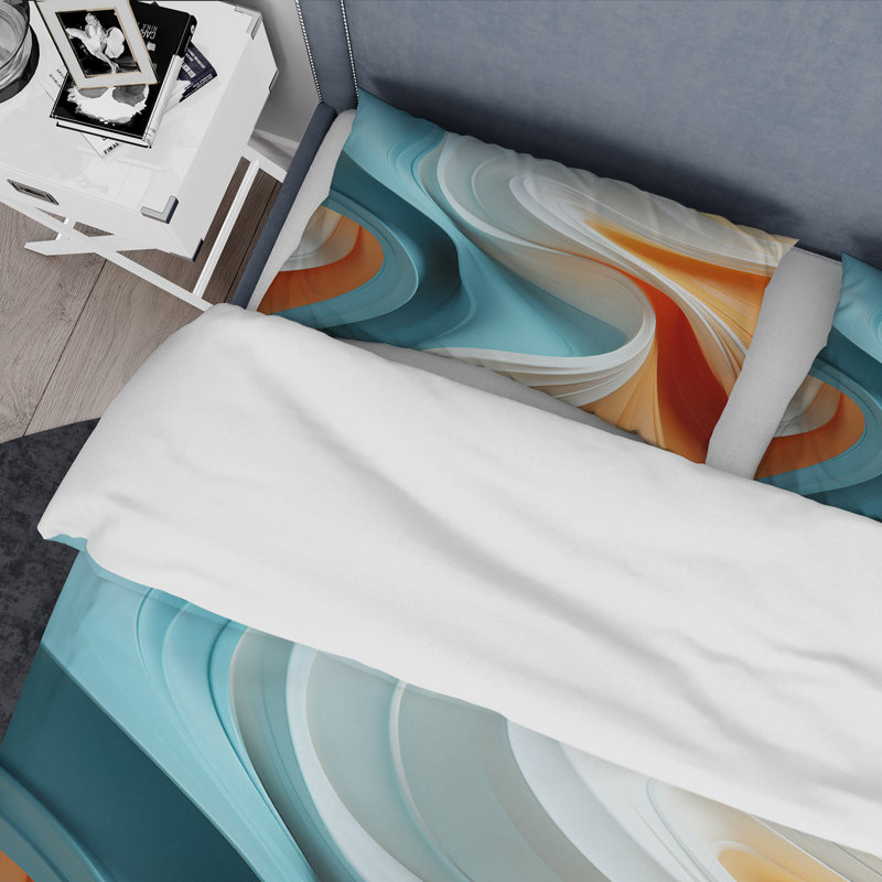 Ensemble de housse de couette fractale bleue et orange en mouvement I - Abstract Fractal