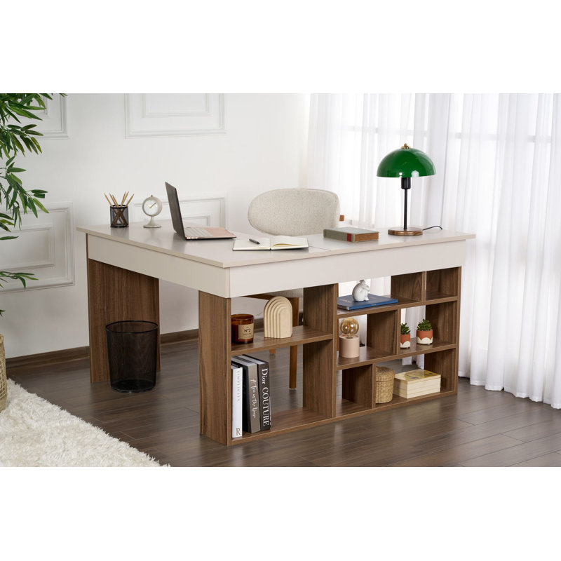 L-Shaped Particle Board / Chipboard Writing Desk