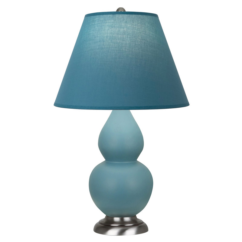 Petite lampe d'appoint à double gourde, Bleu acier mat / argent antique, Bleu vif / gris