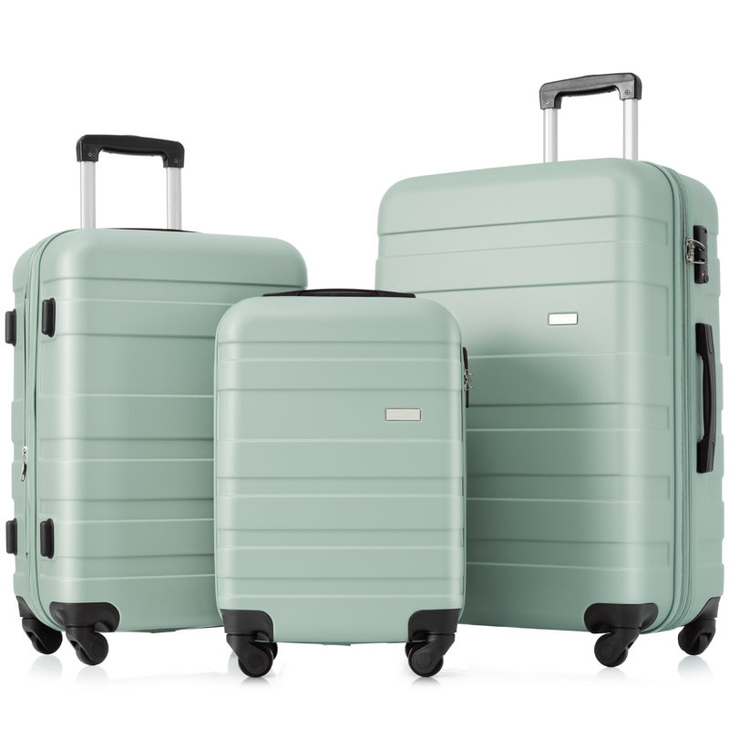 Ensembles de bagages Nouveau modèle ABS Hardshell 3 pièces Ensemble de valises rigides et durables Valise à roulettes avec serrure TSA 20 po 24 po 28 po (vert)