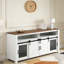 59.3''Sideboard with Sliding Barn Door and Mesh Panels,Farmhouse Buffet with Open Storage-1411143338