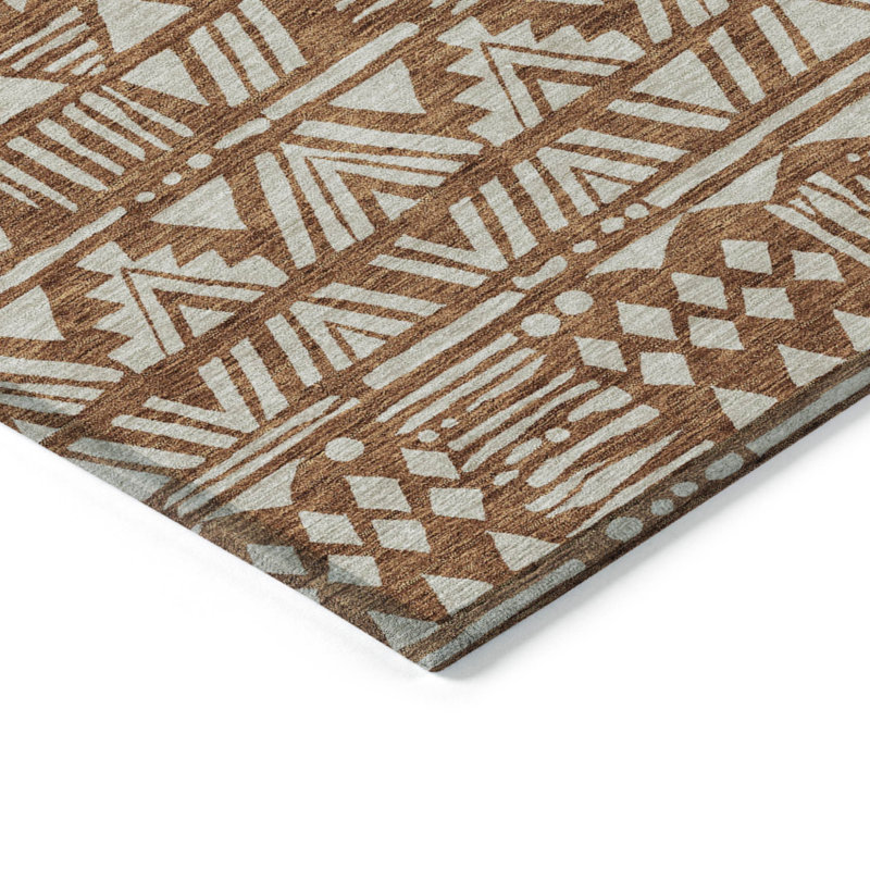 Tapis intérieur / extérieur lavable en terre cuite et beige 9 pi x 12 pi Southwestern