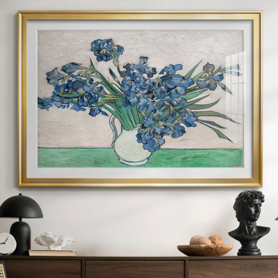 Irises-Vincent van Gogh-Framed - Fine Art Reproduction, Matted and Framed Under Acrylic Glass, Large Living Room Wall Art