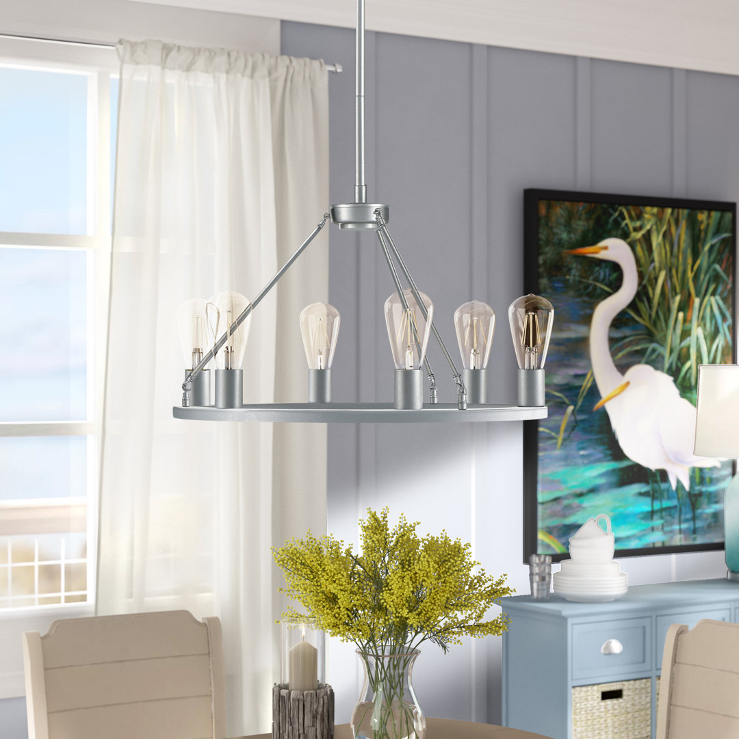 Sizer 6 - Light Dimmable Wagon Wheel Chandelier Breakwater Bay 