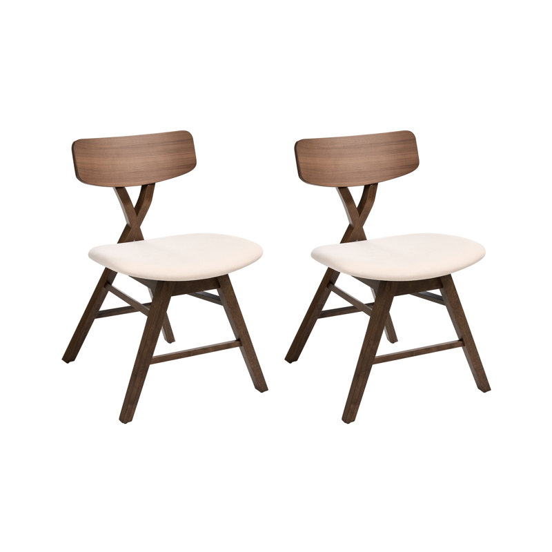 Upholstered Dining Chair, Brown, White, Brown, White