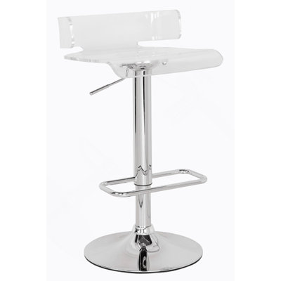 Tabouret réglable transparent et chromé avec pivot