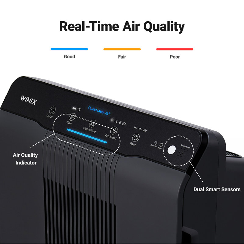 Charcoal Gray Tower Air Purifier with HEPA and Carbon Filters