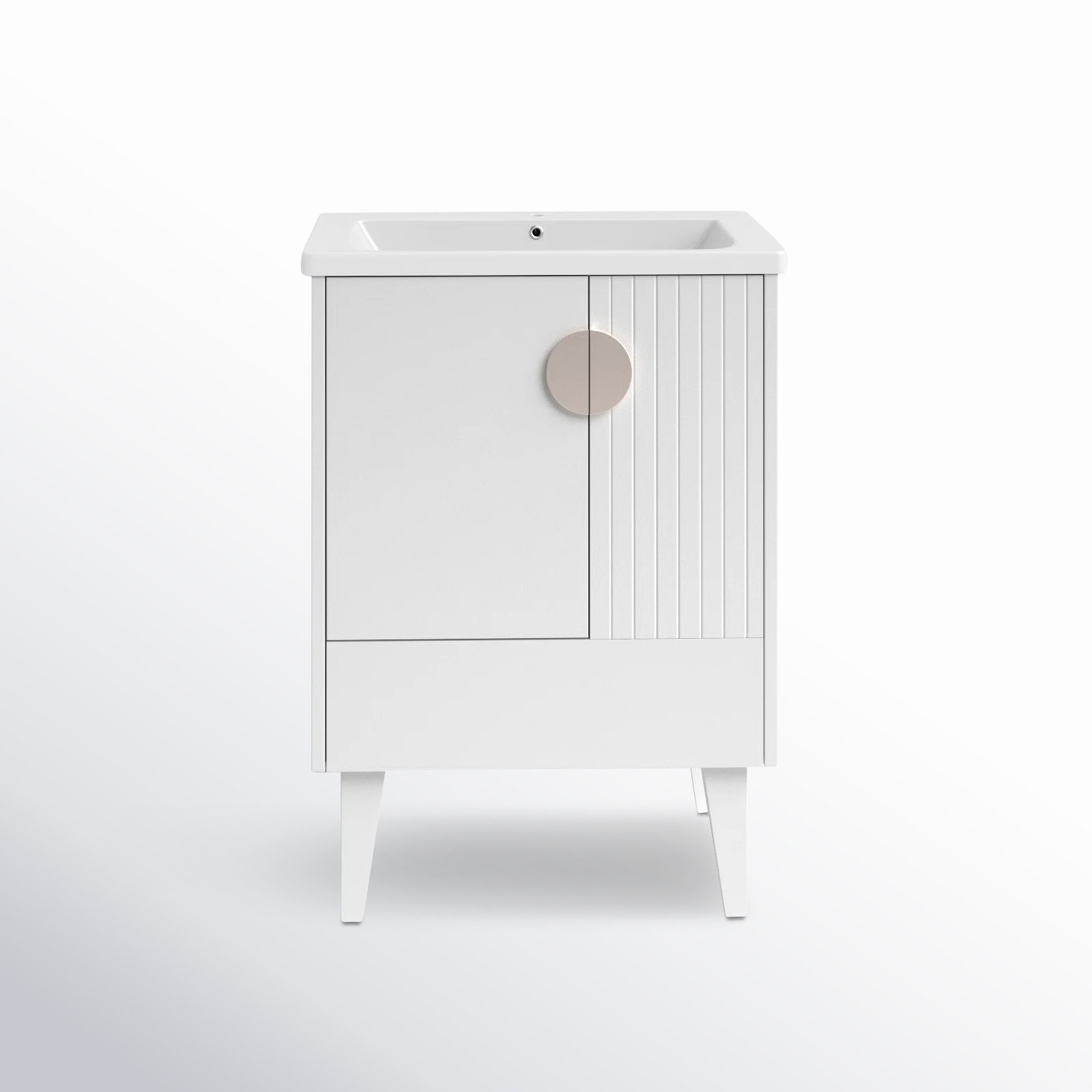 Saimah 24'' Single Bathroom Vanity, White Matte, Satin Nickel