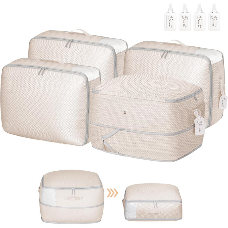 Space Saving Compression Storage Bags For Comforters, Blankets, Pillows & Bedding - Heavy Duty Organizer With Zipper, Clear Window & Reinforced Handles - Multi-Functional Storage Solution