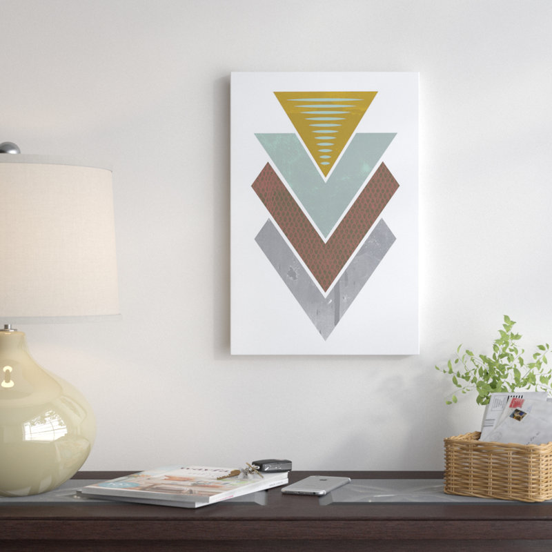 « triangles grunge », impression sur toile tendue, H 26 po x l 18 po x P 1,5 po, Pas de tapis, Toile tendue