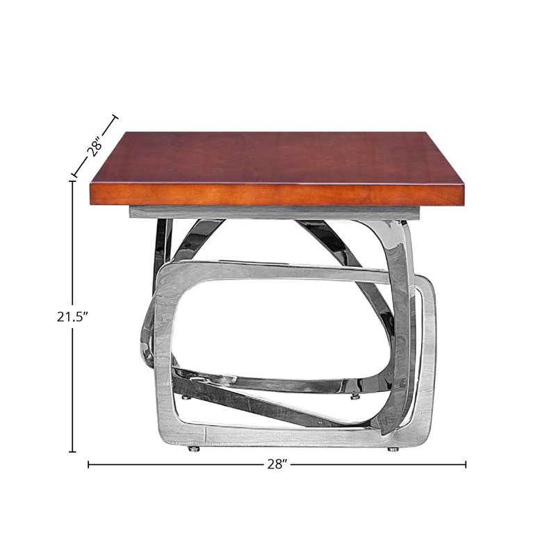 Table de bout en verre, Argent, Brun