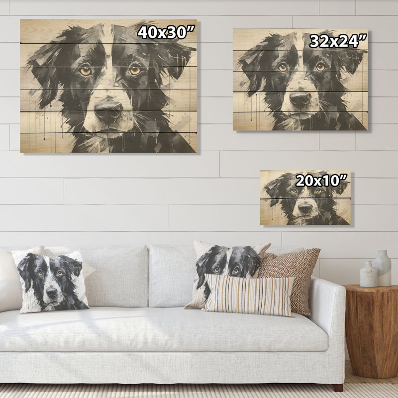 Sarabi Dog Portrait - Dog Wood Wall Art On Natural Pine Wood, 24" H x 32" W