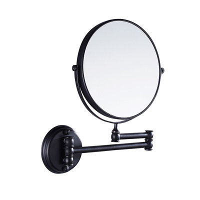 Mercer Makeup Vanity Mirror,  Double-Sided 360° Swivle, Black Antique Reversible Magnifying Wall Mirror