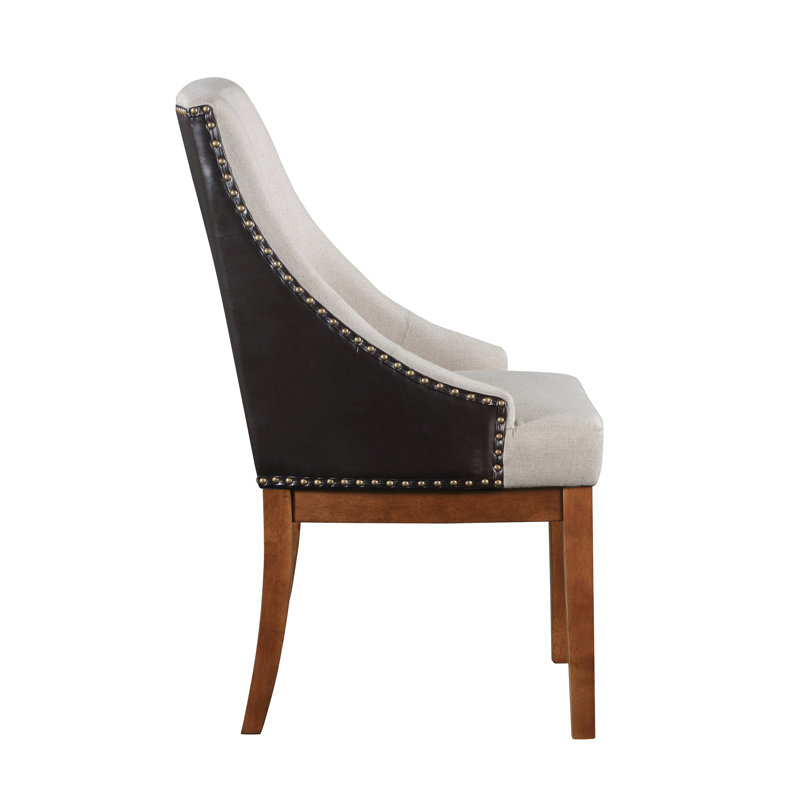 Gilsea Fabric, Brown Synthetic Leather & Brown Finish Side Chair ( Set Of 2)