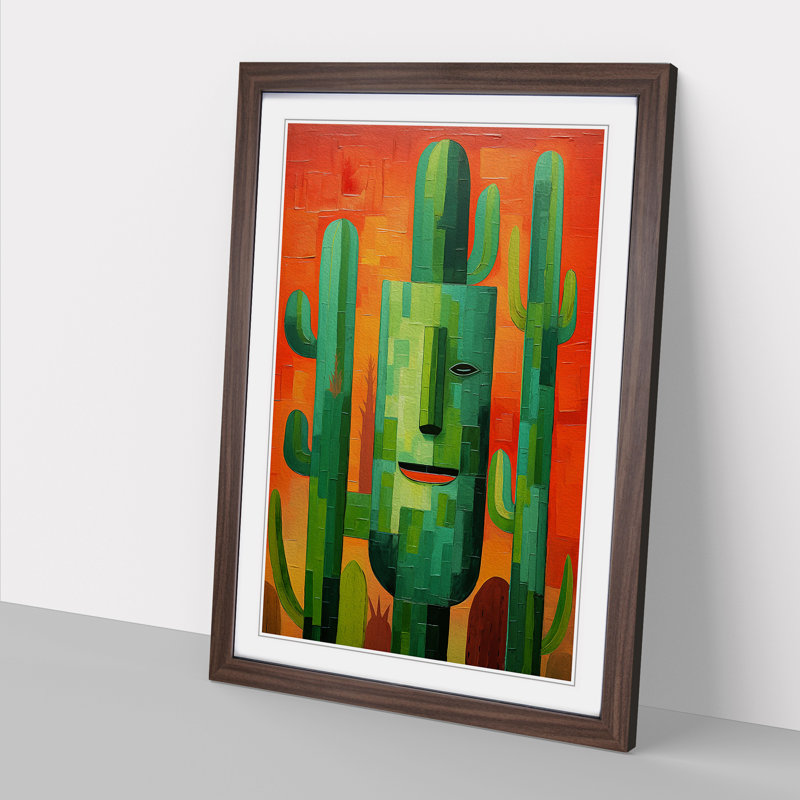 Cactus Cubism - Framed Print, Walnut Framed, 64cm H x 46cm W x 2cm D