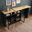 Table de bar à hauteur de comptoir avec plateau de table extensible, support à vin, éclairage DEL et prise de courant latérale-897515005
