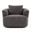 Fauteuil demi-tonneau pivotant rembourré avec coussin décoratif-200430919