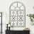 Wood Arched Window Inspired Scroll Light Blue Wall Decor with Metal Scrollwork Relief