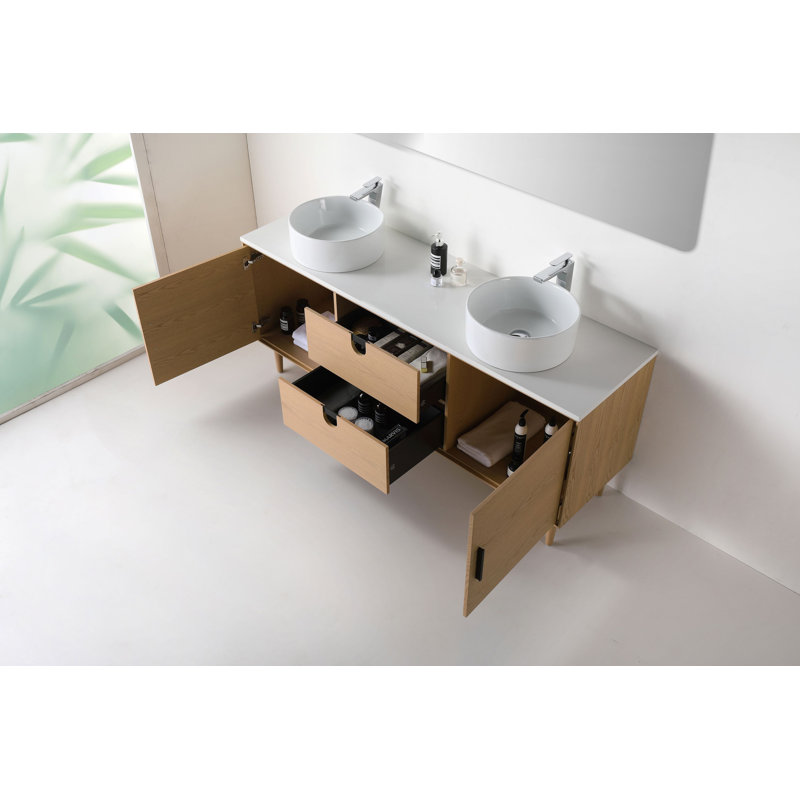 Portree 72" W Double Vanity, Whitewash Oak