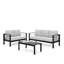 Ensemble de conversation de patio 3 pièces en aluminium 3 pièces, canapé d'extérieur 5 places avec coussins épais gris clair et structure noire et table basse-61531841-61531842