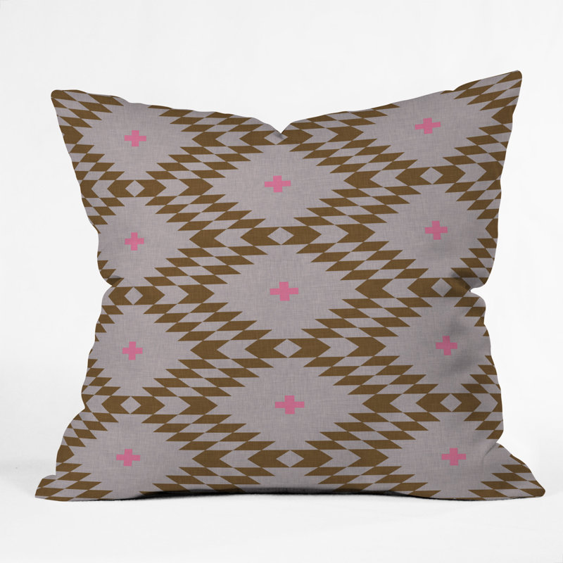 Coussin Holli Zollinger, 18 po x 18 po, Brun / rose