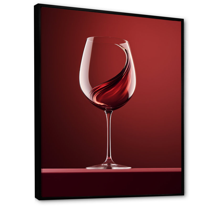 Verre à vin fantaisie encadré sur toile, Cadre flottant noir, H 44 po x l 34 po x P 1,5 po