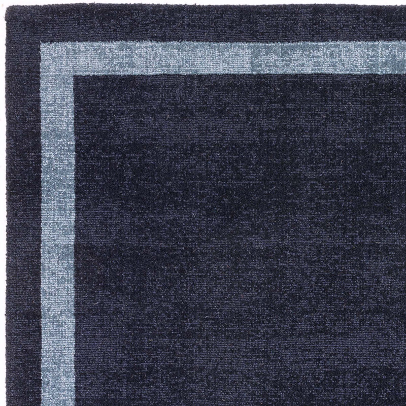 Anwitha Bordered Handmade Navy Area Rug, Rectangle 120 x 170cm