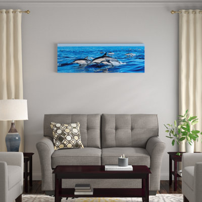 «Common Dolphins Breaching in the Sea», reproduction de photo sur toile