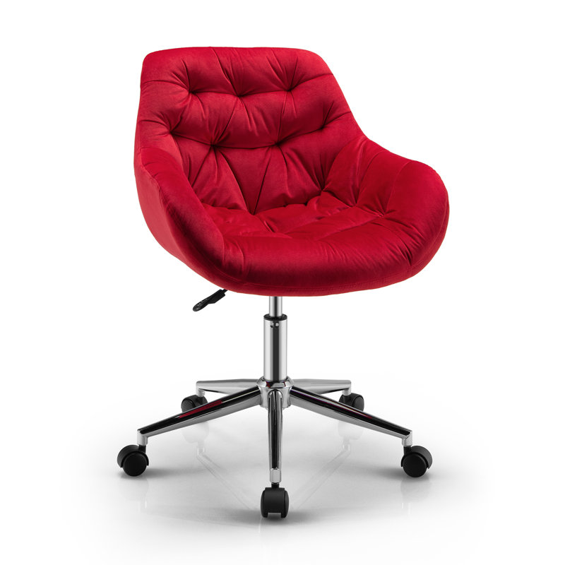 Rosdorf Park Rambler Velvet Office Chair, Red