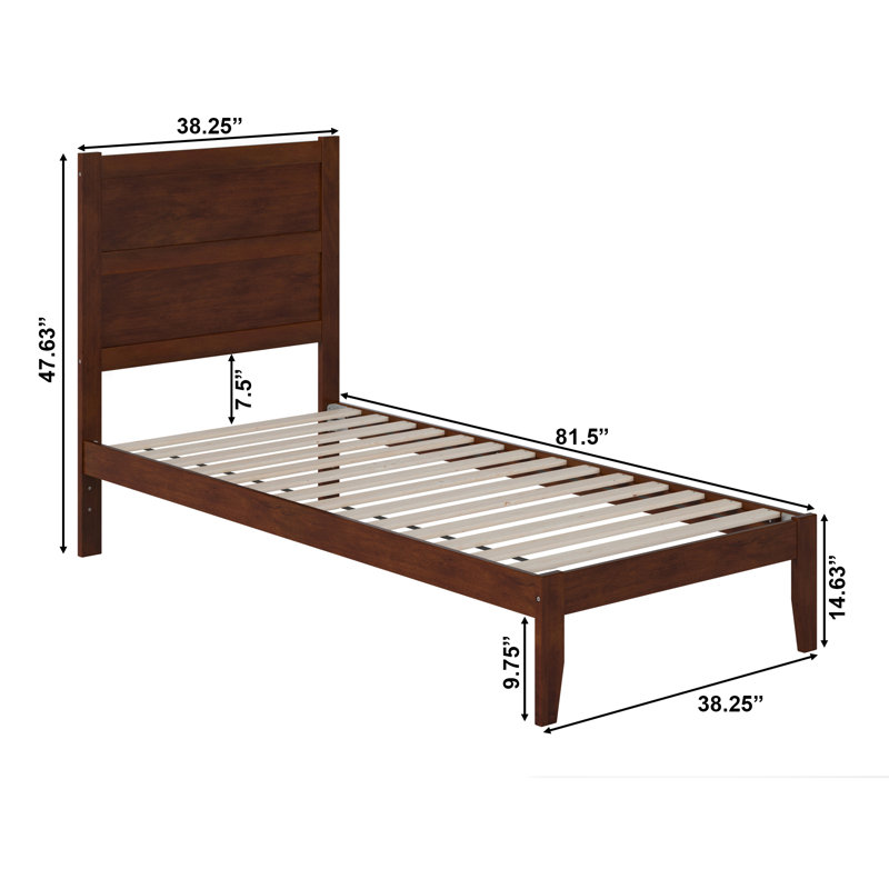  Lit plateforme en bois massif Teo, Noyer, Très grand simple