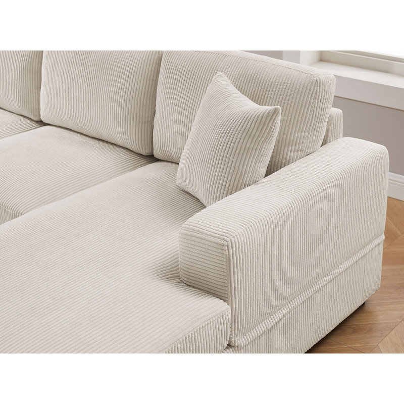Canapé modulaire rembourré 3 pièces Laiton, 100 % polyester beige