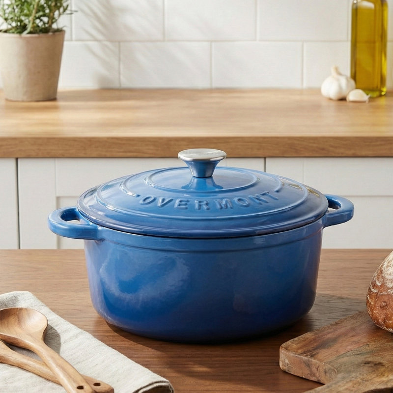 7 Qt Enameled Cast Iron Dutch Oven With Lid & Accessories – Blue Cookware For Baking, Roasting & Stews, 7 quarts, Blue