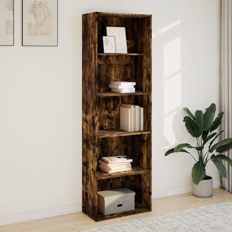 Analuisa Bookcase, (4 Shelves) 189cm H x 60cm W x 30cm D, Smoked Oak
