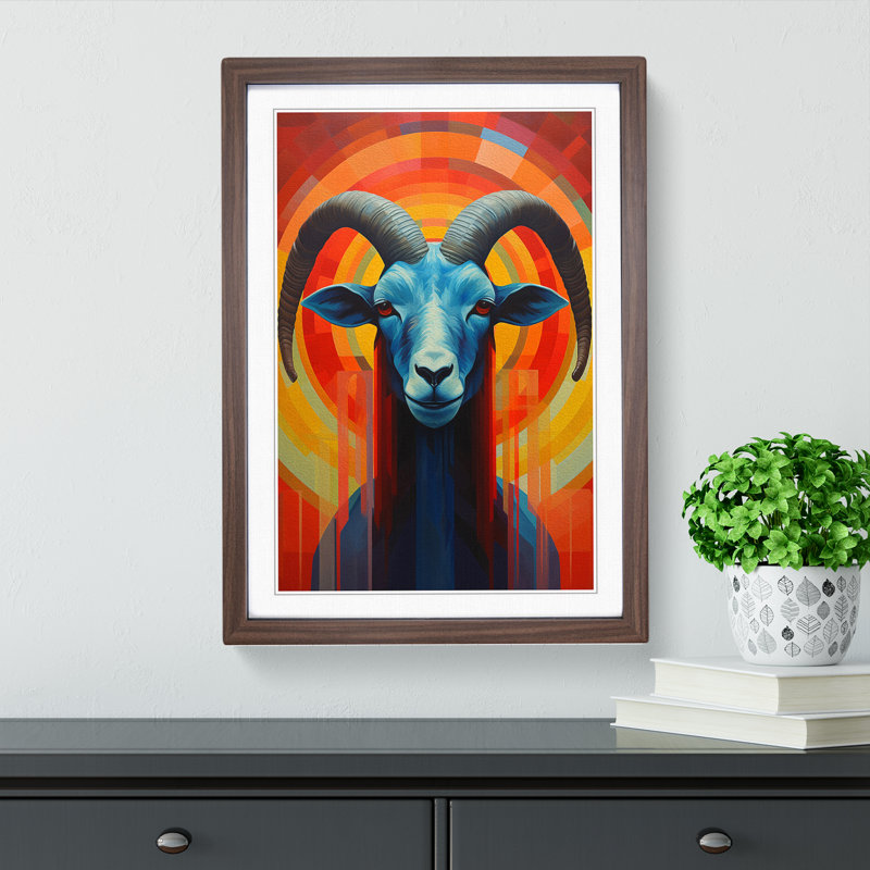 Goat Constructivism No.3 - Framed Print, Walnut, 34cm H x 25cm W x 2cm D