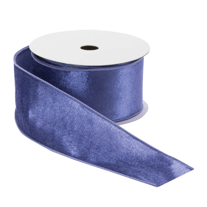 Ruban de velours à bord brut , Bleu, H 2,5 po x l 180 po x P 0,1 po