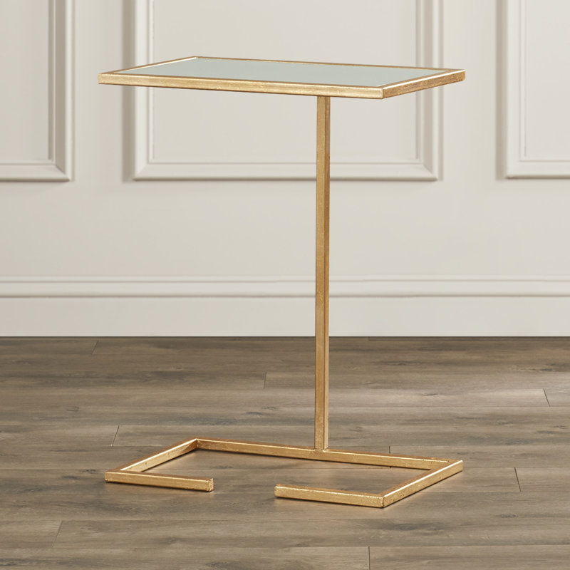 Oxendine End Table, Gold / White