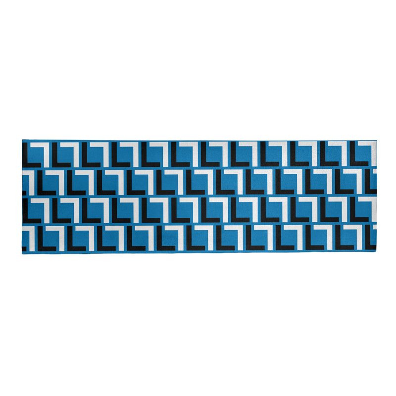 Tapis de couloir à motif géométrique bleu