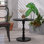 Table d'appoint ronde noire de 23 po avec pieds en bois massif et plateau de table arrondi, idéale pour le chevet, les coins, les petits espaces - revêtement à l'eau, table de chevet de 22,7 po à installation rapide en noir, reliée en bois
