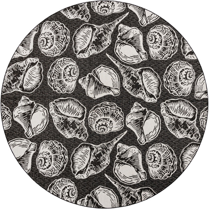 Contemporary Aviesel Area Rug Black and White Color, Round 12'
