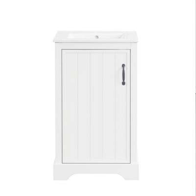 Meuble-lavabo moderne peu encombrant avec lavabo, panneau de fibres à densité moyenne et céramique