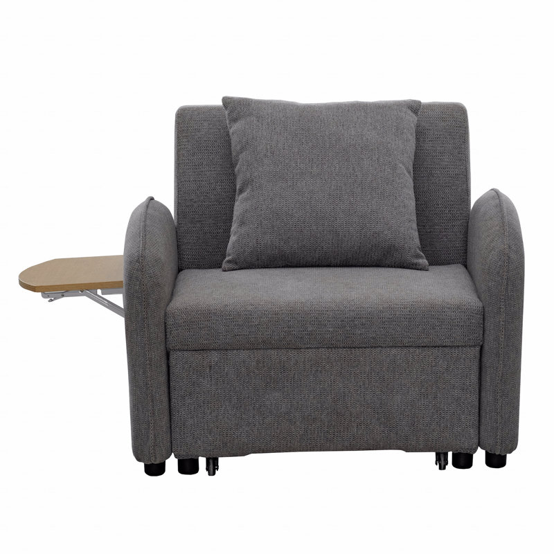 Convertible Single Chair Bed, 3 In 1 Pull-Out Sofa Bed Comes With A Computer Board And USB Ports. It Can Be Used, Gray