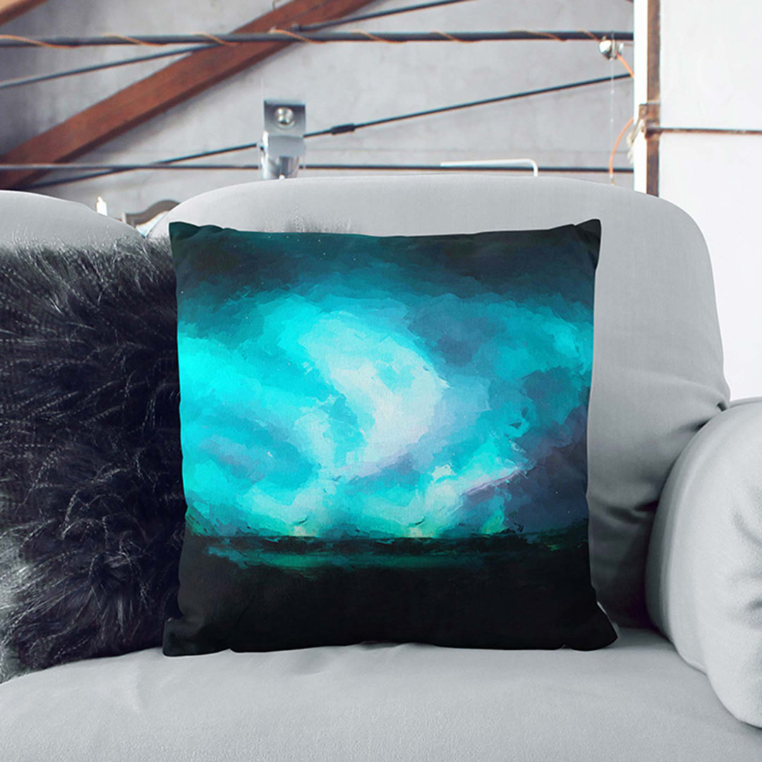 Polar Lights in Iceland in Abstract Cushion with Filling