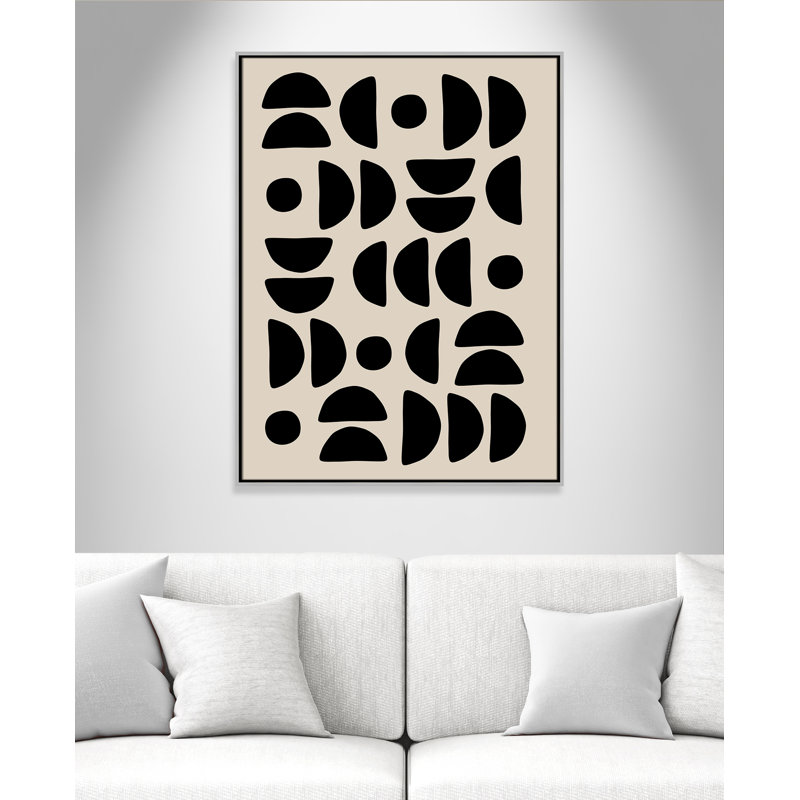 Motif géométrique semi-circulaire de Ristova, Framed Canvas, Flottant argent, 31.5'' W x 41.5'' H