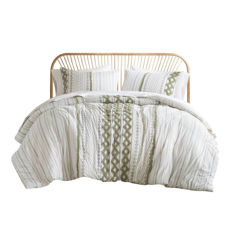 Ensemble d'édredon en coton 3 pièces avec capitonnage en chenille