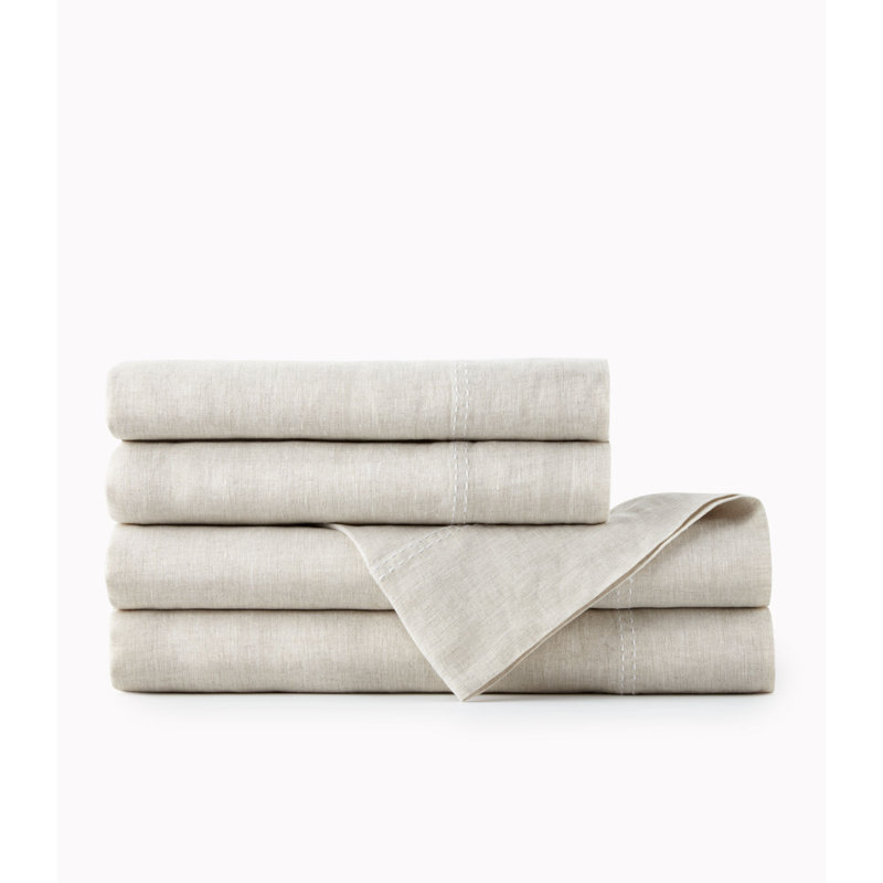 Linen Standard Sheet Set, Natural, King Sheet Set with 2 Pillowcases
